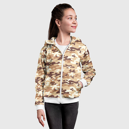 Детская толстовка на молнии Камуфляж армия / 3D-Белый – фото 4
