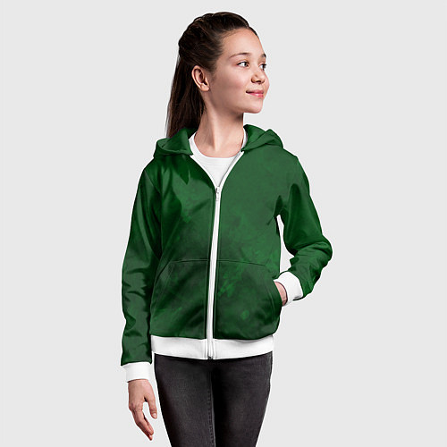 Детская толстовка на молнии Абстракция - drops on an emerald / 3D-Белый – фото 4
