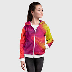 Толстовка на молнии детская Цветное переливание текстура, цвет: 3D-белый — фото 2