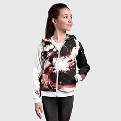 Толстовка на молнии детская Чёрно-красный абстракция волна, цвет: 3D-белый — фото 2