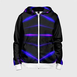 Толстовка на молнии детская Color black neon stripes, цвет: 3D-белый