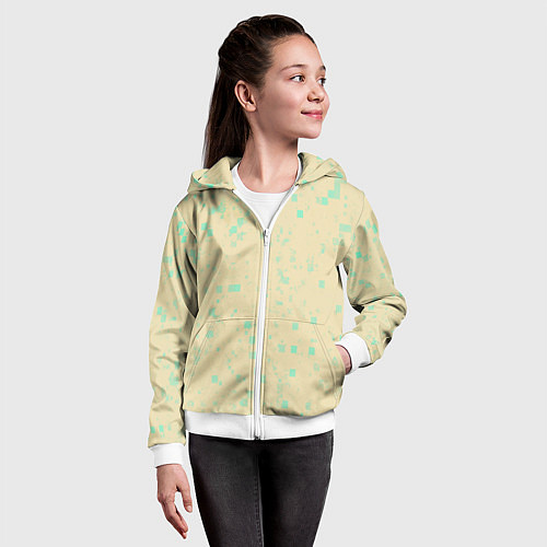 Детская толстовка на молнии Color beige turquoise / 3D-Белый – фото 4