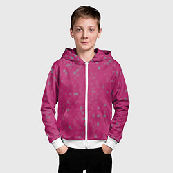 Толстовка на молнии детская Color pink brown squares, цвет: 3D-белый — фото 2