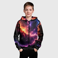 Толстовка на молнии детская Фантастические космические туманы, цвет: 3D-черный — фото 2
