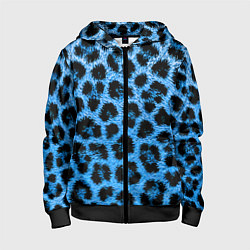 Толстовка на молнии детская Леопардовый голубой, цвет: 3D-черный