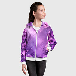 Толстовка на молнии детская Волшебные цветы в фиолетовой дымке, цвет: 3D-белый — фото 2