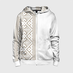 Детская толстовка на молнии Узоры славянские в бежевом цвете