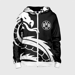 Толстовка на молнии детская Borussia дракон белый, цвет: 3D-белый