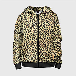 Толстовка на молнии детская Мелкий леопардовый, цвет: 3D-черный