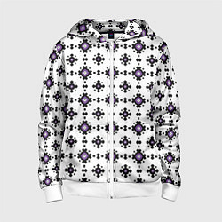 Толстовка на молнии детская Абстрактный геометрический орнамент, цвет: 3D-белый