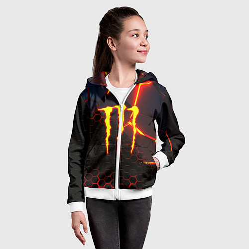 Детская толстовка на молнии Monster energy броня краски / 3D-Белый – фото 4