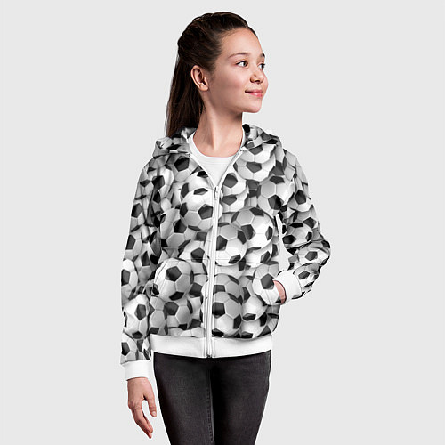Детская толстовка на молнии Игра в мяч / 3D-Белый – фото 4