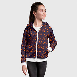 Толстовка на молнии детская Страшно веселый Halloween - паттерн, цвет: 3D-белый — фото 2