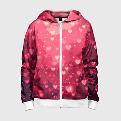 Детская толстовка на молнии Розовый с сердечками паттерн