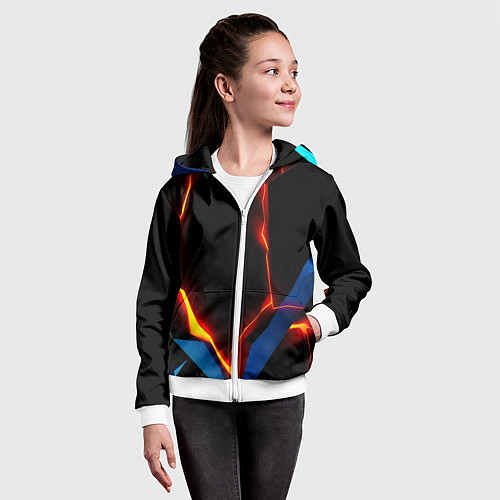 Детская толстовка на молнии Neon orange glow / 3D-Белый – фото 4