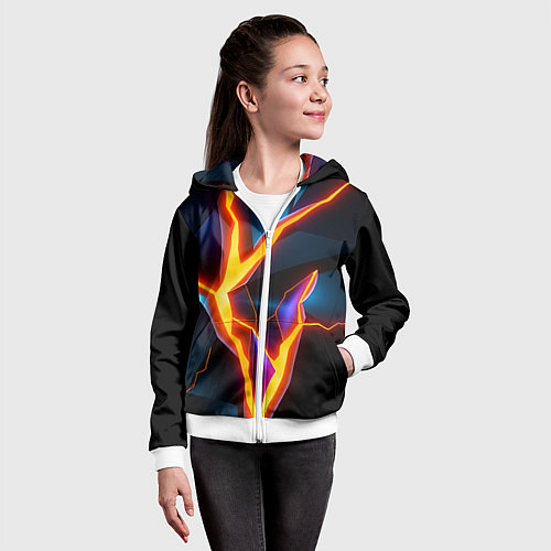 Детская толстовка на молнии Neon orange glow / 3D-Белый – фото 4
