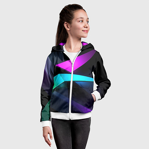Детская толстовка на молнии Neon colored geometric / 3D-Белый – фото 4