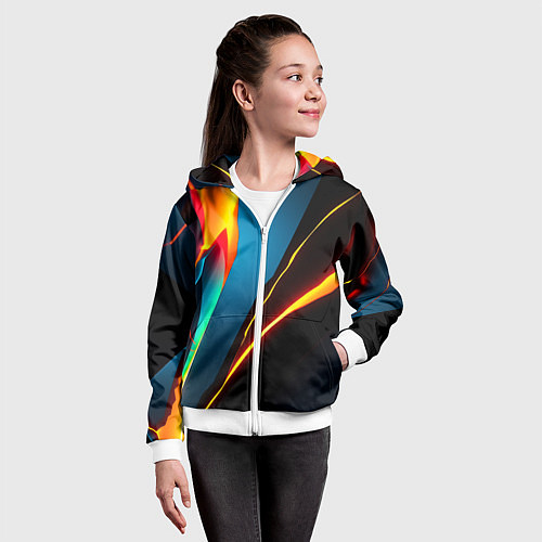 Детская толстовка на молнии Multicoloured neon / 3D-Белый – фото 4