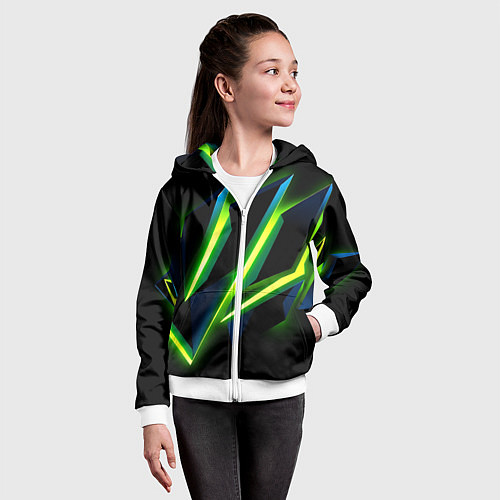 Детская толстовка на молнии Geometric neon / 3D-Белый – фото 4