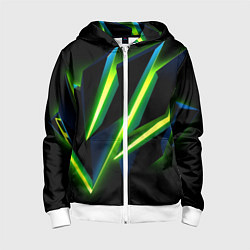 Толстовка на молнии детская Geometric neon, цвет: 3D-белый