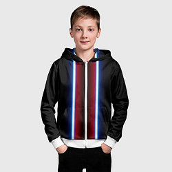 Толстовка на молнии детская Color white blue red neon, цвет: 3D-белый — фото 2