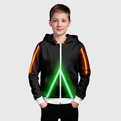 Толстовка на молнии детская Color neon green, цвет: 3D-белый — фото 2