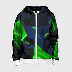 Толстовка на молнии детская Neon tile green, цвет: 3D-белый