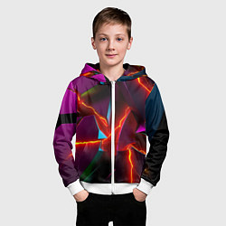 Толстовка на молнии детская Fractures multicolored tiles, цвет: 3D-белый — фото 2