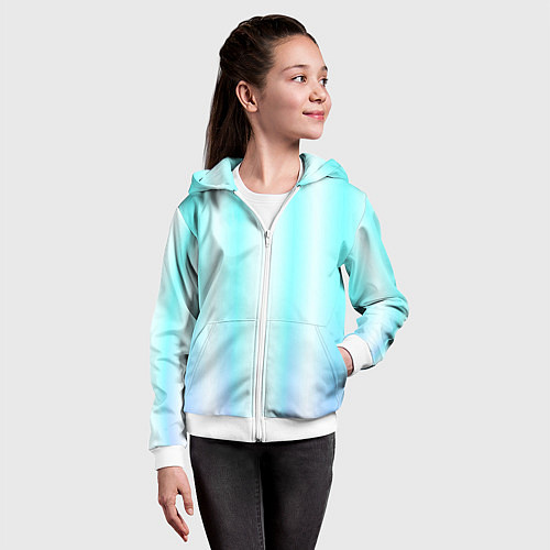 Детская толстовка на молнии Neon white blue lines / 3D-Белый – фото 4