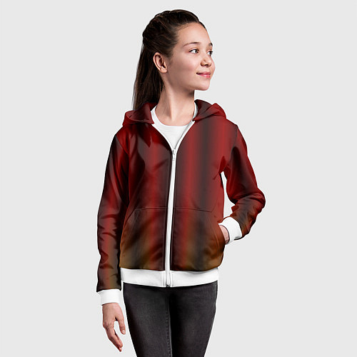 Детская толстовка на молнии Neon red orange lines / 3D-Белый – фото 4