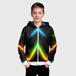 Толстовка на молнии детская Neon multicolored lines, цвет: 3D-белый — фото 2