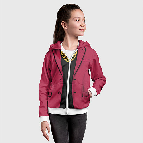 Детская толстовка на молнии Малиновый пиджак - новый русский 90-е / 3D-Белый – фото 4