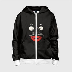 Толстовка на молнии детская Black face, цвет: 3D-белый