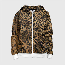 Толстовка на молнии детская Золотая метаморфоза на черном, цвет: 3D-белый