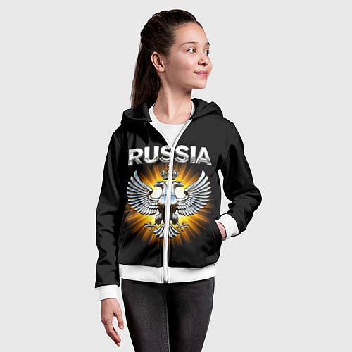 Детская толстовка на молнии Серебрянный орёл / 3D-Белый – фото 4