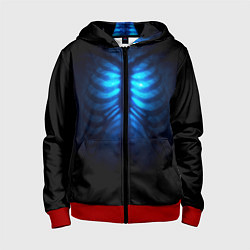 Толстовка на молнии детская Душа синяя - позвоночник и рёбра просвечиваются, цвет: 3D-красный