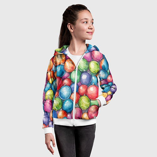 Детская толстовка на молнии Россыпь новогодних шаров / 3D-Белый – фото 4