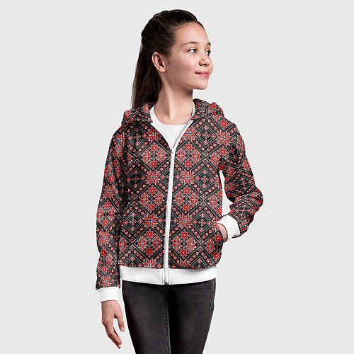 Детская толстовка на молнии Славянский стиль - орнамент / 3D-Белый – фото 4