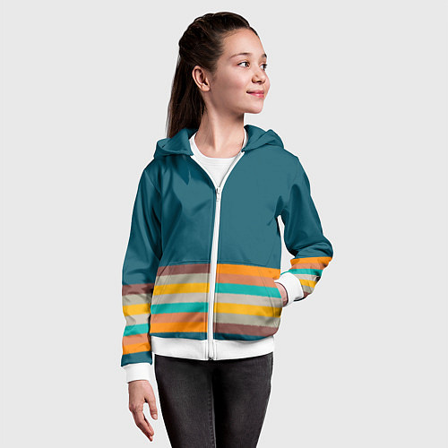 Детская толстовка на молнии Индиго и шумовой градиент заката с текстурой / 3D-Белый – фото 4