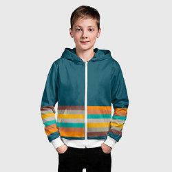 Толстовка на молнии детская Индиго и шумовой градиент заката с текстурой, цвет: 3D-белый — фото 2