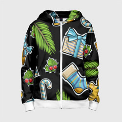 Толстовка на молнии детская Christmas soul, цвет: 3D-белый