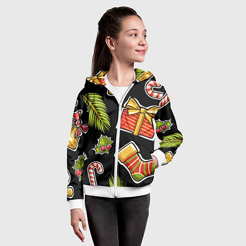 Детская толстовка на молнии Рождественский вайб / 3D-Белый – фото 4