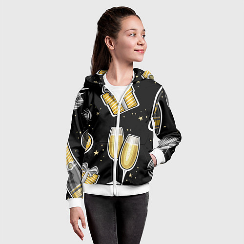 Детская толстовка на молнии Новогодний вайб / 3D-Белый – фото 4