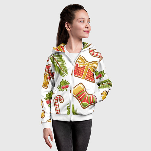 Детская толстовка на молнии Рождественский вайб / 3D-Белый – фото 4