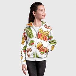 Толстовка на молнии детская Рождественский вайб, цвет: 3D-белый — фото 2