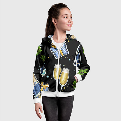 Детская толстовка на молнии Новогодний вайб / 3D-Белый – фото 4