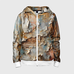 Толстовка на молнии детская Старая штукатурка на стене - абстракция, цвет: 3D-белый