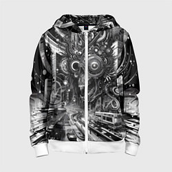 Толстовка на молнии детская Cyber urban skull - ai art fantasy, цвет: 3D-белый