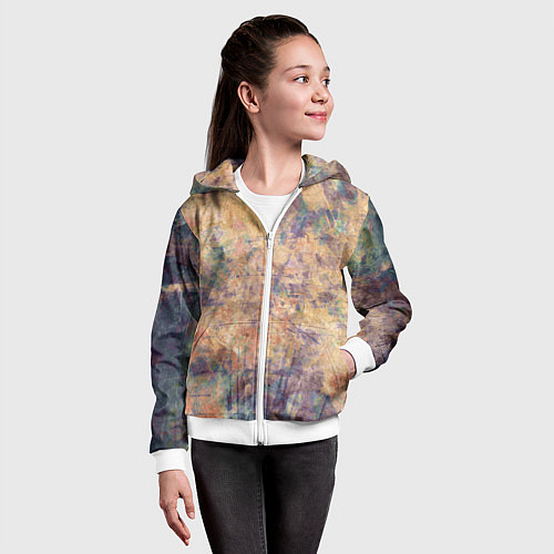 Детская толстовка на молнии Абстракция - pink marble with blue flecks / 3D-Белый – фото 4