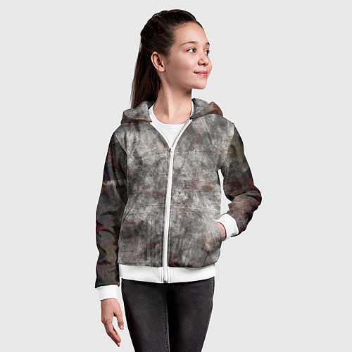 Детская толстовка на молнии Абстракция - gray stone / 3D-Белый – фото 4